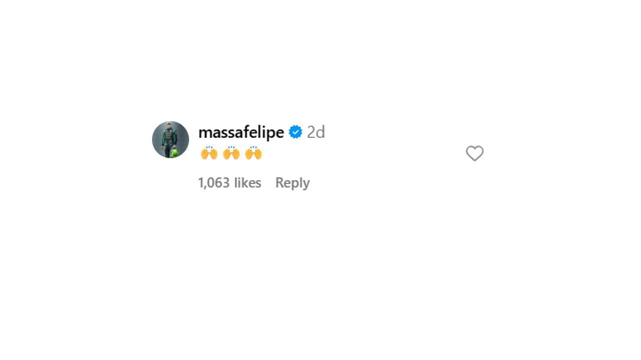 Snapshot of Felipe Massa's comment...Credits-Instagram